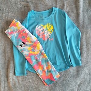 Under Armour 3T Blue Top and Colorful Leggings Set